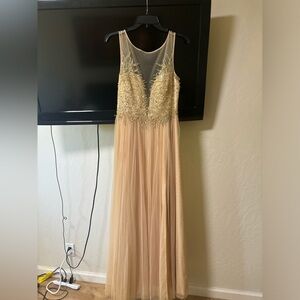 Gold backless ball gown